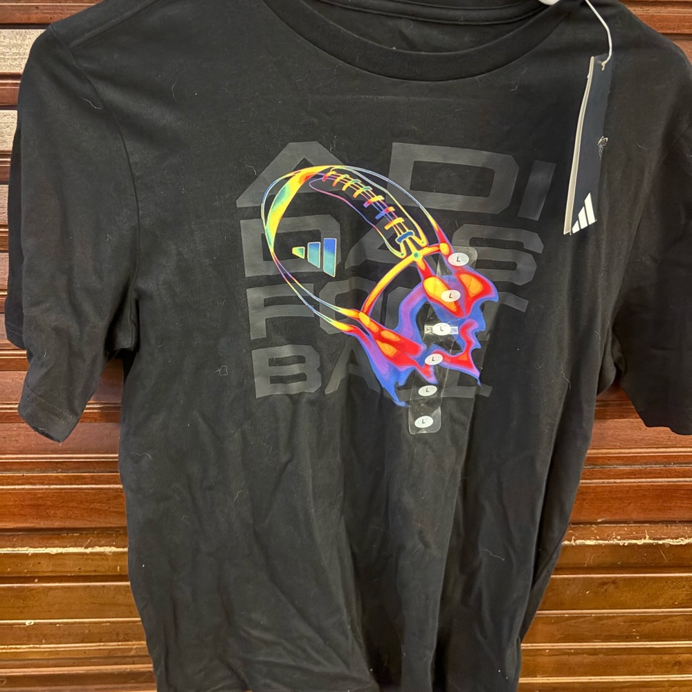 adidas Black Tee with Vibrant Multicolor Sneaker Graphic
